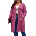 thumbnail image 1 of LilyLLL Plus Size Womens Knitted Long Sleeve Open Front Pockets Cardigan Jacket Tops, 1 of 4