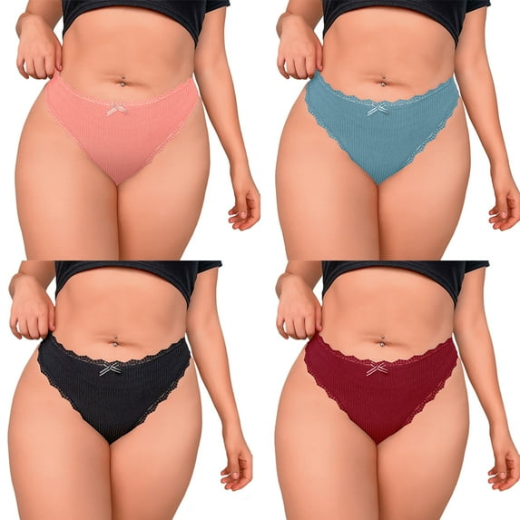 LilyLLL Plus Size Womens Lace Panties Underwear Babydoll Lingerie Seamless Briefs Thongs