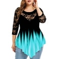 thumbnail image 1 of LilyLLL Plus Size Womens Lace Tunic Tops Gradient Color Irregular Blouse Shirt, 1 of 3