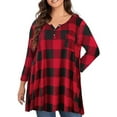 thumbnail image 1 of LilyLLL Plus Size Womens Long Sleeve Buttons Tunic T Shirt Christmas Plaid Blouse Tops, 1 of 4