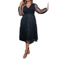 thumbnail image 1 of LilyLLL Plus Size Womens Mesh Sheer Long Sleeve Evening Party Sequins Midi Dress, 1 of 4