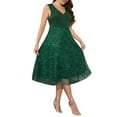 thumbnail image 1 of LilyLLL Plus Size Womens Sleeveless V Neck Glitter Sequins Evening Party Midi Dress, 1 of 4