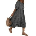 thumbnail image 1 of LilyLLL Plus Size Womens Vacation Sundress Puff Short Sleeve Boho Floral Kaftan Long Dress, 1 of 2