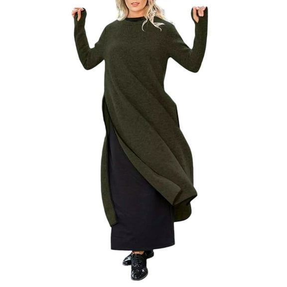 LilyLLL Plus Size Womens Winter Warm Jumper Dress Long Sleeve Kaftan Dresses