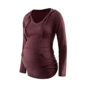 LilyLLL Pregnant Womens Long Sleeve Hoodies Pullover Maternity Clothes T Shirt Tops