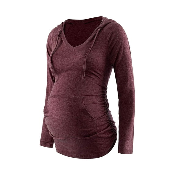 LilyLLL Pregnant Womens Long Sleeve Hoodies Pullover Maternity Clothes T Shirt Tops