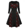 thumbnail image 1 of LilyLLL Vintage Womens Goth Steampunk Plaid Check Printed Christmas Party Swing Dress, 1 of 3
