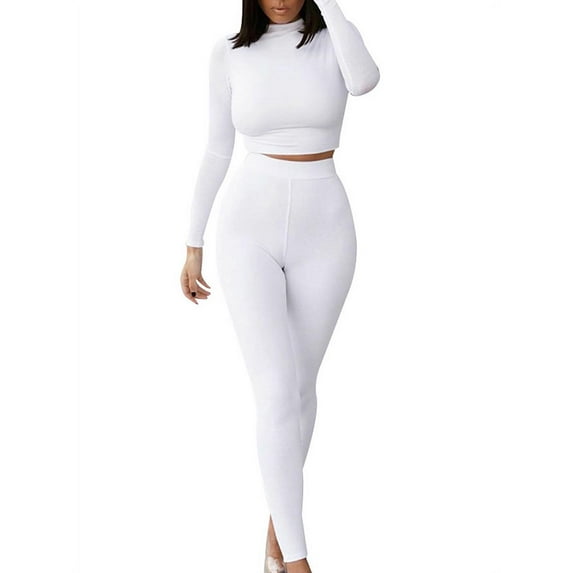 LilyLLL Womens 2 Piece Tracksuit Set Long Sleeve Crop Top Pants Sport Yoga Outfit