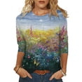 thumbnail image 1 of LilyLLL Womens 3/4 Sleeve Crew Neck Floral Print Casual T Shirt Tops, 1 of 2
