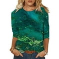 thumbnail image 1 of LilyLLL Womens 3/4 Sleeve Round Neck Graphic Printed Loose T Shirt Blouse Tops, 1 of 4