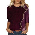 thumbnail image 1 of LilyLLL Womens Plus Size T-shirt 3/4 Sleeve Floral Printed Pullover Blouse Tee Tops, 1 of 2
