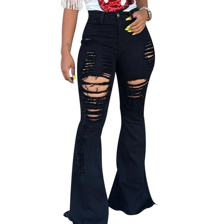 LilyLLL Womens Bootcut Jeans Bell Bottoms Flare Ripped Skinny Denim Pants