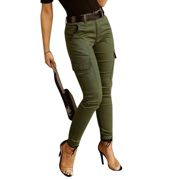 LilyLLL Womens Casual Pencil Trousers Skinny Pockets Combat Cargo Pants
