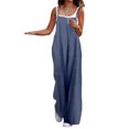 thumbnail image 1 of LilyLLL Womens Chambray Denim Overall Dungaree Bib Suspender Pinafore Wide Leg Jumpsuit Pants, 1 of 5