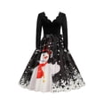 thumbnail image 1 of LilyLLL Womens Christmas Xmas Evening Party Long Sleeve V Neck Rockabilly Swing Dress, 1 of 4