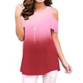 thumbnail image 1 of LilyLLL Womens Cold Shoulder Short Sleeve Gradient Tunic Tops, 1 of 3