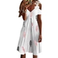 thumbnail image 1 of LilyLLL Womens Cold Shoulder V Neck Floral Lace Casual Swing Dress, 1 of 2