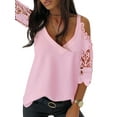 thumbnail image 1 of LilyLLL Womens Cold Shoulder V Neck Shirt Half Sleeve Lace Blouse Tops, 1 of 4