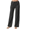thumbnail image 1 of LilyLLL Womens Cotton Linen Drawstring Straight Wide Leg Casual Pants, 1 of 2
