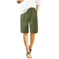 thumbnail image 1 of LilyLLL Womens Cotton Linen Summer Beach Drawstring Elastic Waist Bermuda Shorts, 1 of 4