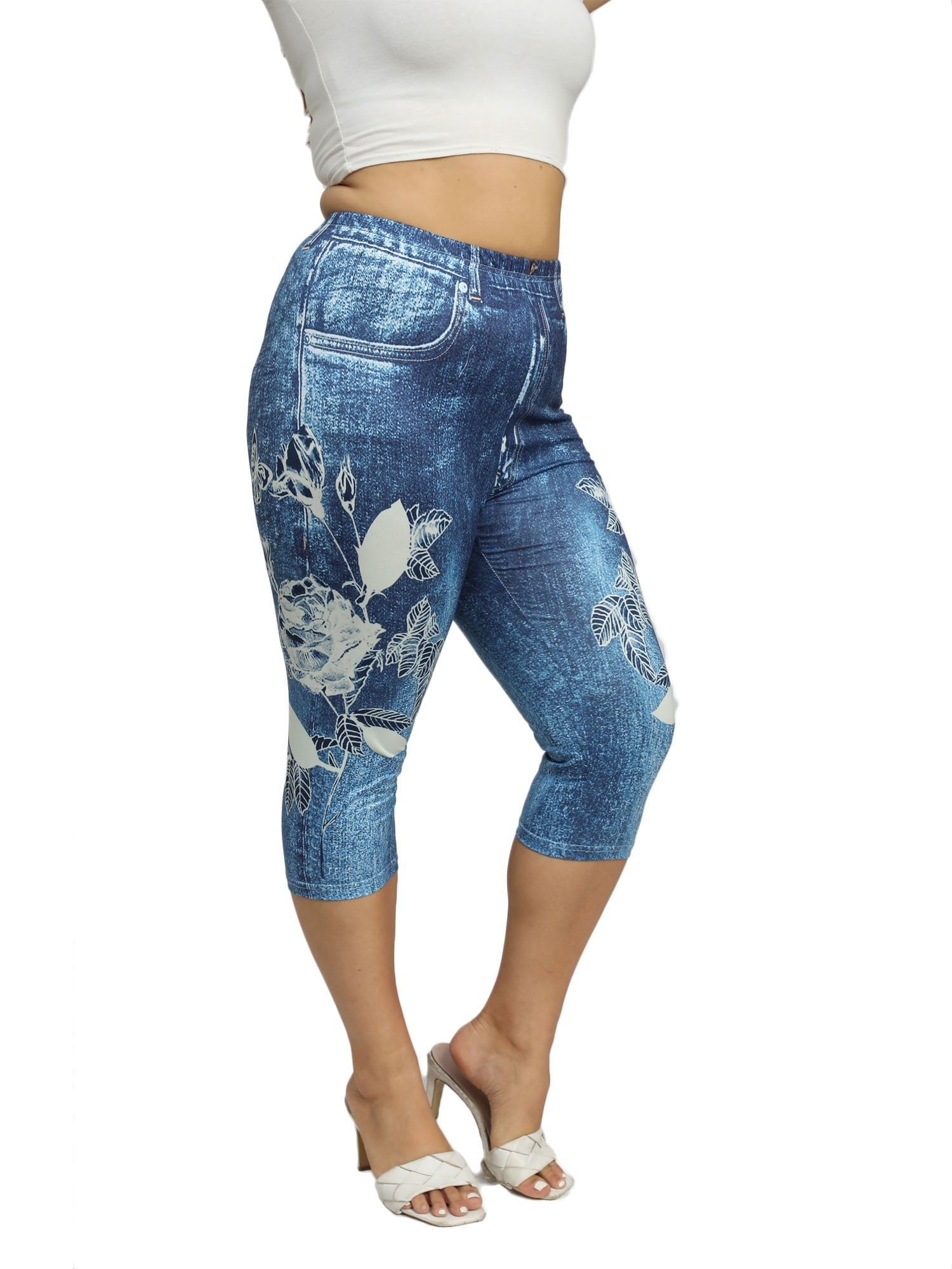 LilyLLL Womens Denim Jeans Capri Pants High Waist Casual Plus Size