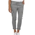 thumbnail image 1 of LilyLLL Womens Drawstring Elastic Waist Pockets Cargo Pants Skinny Leggings Trousers, 1 of 5