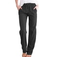 thumbnail image 1 of LilyLLL Womens Drawstring Elastic Waist Relaxed Fit Striaght Leg Casual Pants, 1 of 2
