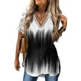 thumbnail image 1 of LilyLLL Womens Elegant Lace Short Sleeve V Neck T Shirt Floral Print Blouse Tops, 1 of 2