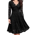 thumbnail image 1 of LilyLLL Womens Evening Party Prom Ball Gown Long Sleeve V Neck Lace Formal Dress, 1 of 2