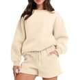 thumbnail image 1 of LilyLLL Womens Fleece Lined Pajamas Loungewear Fleece Lined Sweatshirt Shorts Sleepwear Pjs, 1 of 5