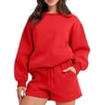 thumbnail image 1 of LilyLLL Womens Fleece Lined Pajamas Loungewear Fleece Lined Sweatshirt Shorts Sleepwear Pjs, 1 of 5