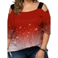 thumbnail image 1 of LilyLLL Womens Floral Print Cold Shoulder Casual Loose Tunic Blouse Tops Plus Size, 1 of 3
