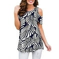 thumbnail image 1 of LilyLLL Womens Floral Print Short Sleeve Cold Shoulder Casual T Shirt Tops, 1 of 4