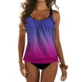 thumbnail image 1 of LilyLLL Womens Gradient Color Tankini With Thong 2pcs Bathing Swimwear Swimsuit, 1 of 4
