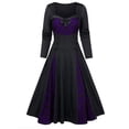 thumbnail image 1 of LilyLLL Womens Halloween Gothic Vampire Costume Vintage Long Sleeve Swing Dress Plus Size, 1 of 2