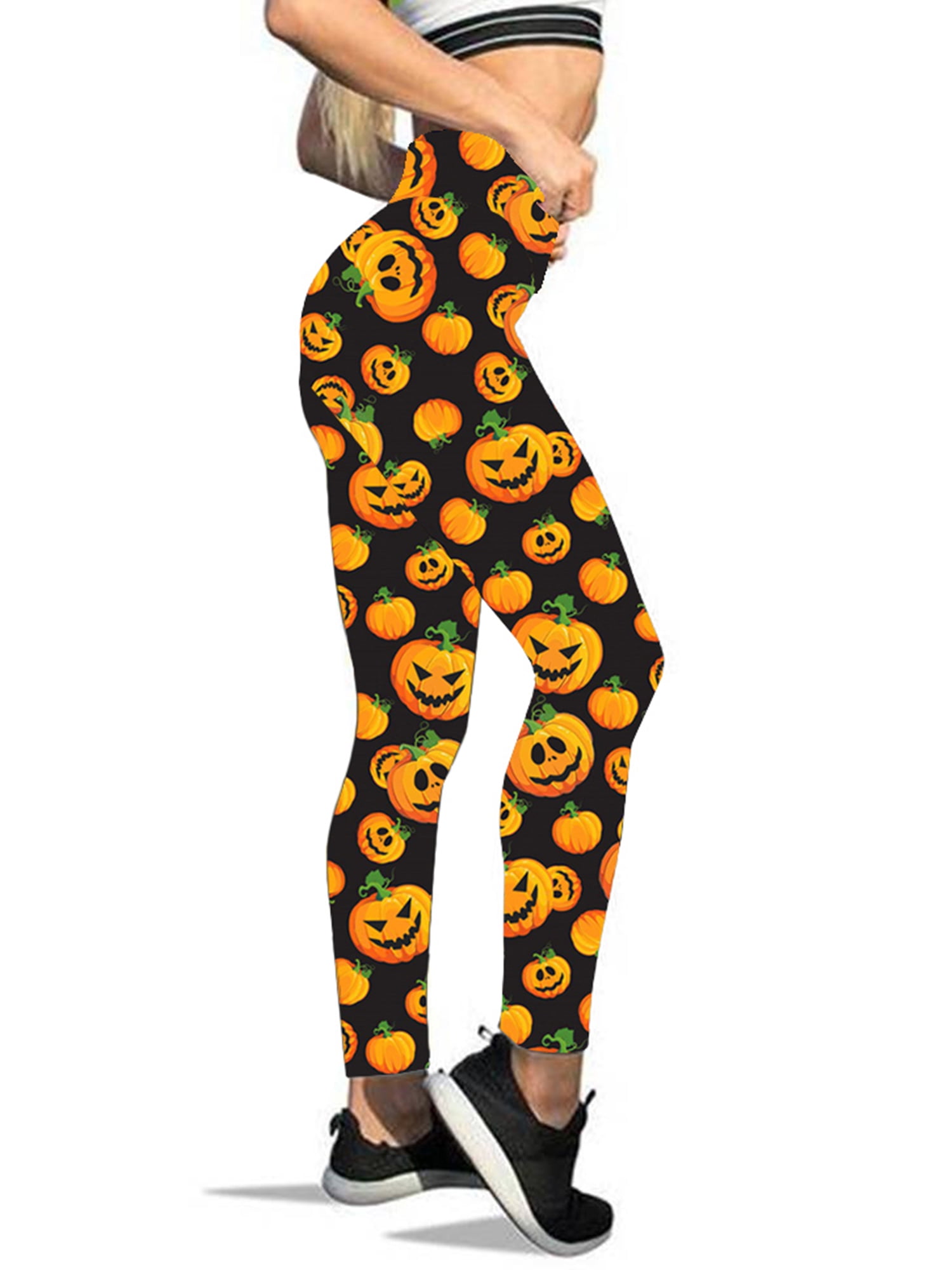 LilyLLL Womens Halloween Pumpkin Print High Waist Stretch Skinny ...