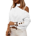 thumbnail image 1 of LilyLLL Womens Halter Cold Shoulder Long Sleeve Party Casual Blouse Tops, 1 of 2