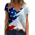 thumbnail image 1 of LilyLLL Womens Independent Day July 4th T-shirt Short Sleeve V Neck Baggy Blouse Tops, 1 of 2