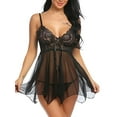thumbnail image 1 of LilyLLL Womens Lace Lingerie Sleepwear Gown See Through Mesh Sheer Nightdress, 1 of 2