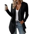 thumbnail image 1 of LilyLLL Womens Lapel Open Front Draped Cardigan Coat Spring Autumn Jacket Outwear, 1 of 3