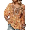 thumbnail image 1 of LilyLLL Womens Long Sleeve Boho Floral Tunic Tops Plus Size Blouse Shirt, 1 of 3