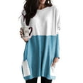 thumbnail image 1 of LilyLLL Womens Long Sleeve Color Block Pocket Baggy Tunic Blouse Tops Plus Size, 1 of 2