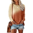 thumbnail image 1 of LilyLLL Womens Long Sleeve Autumn T Shirt Gradient Color Pocket Blouse Tee Tops, 1 of 3