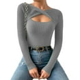 thumbnail image 1 of LilyLLL Womens Long Sleeve Knitted Sweater Cut Out Basic Shirt Blouse Tops, 1 of 5