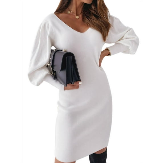 LilyLLL Womens Long Sleeve Sexy Backless Casual Party Lace Midi Dress