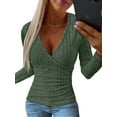 thumbnail image 1 of LilyLLL Womens Long Sleeve V Neck Wrap Tops Knitted Sweater Blouse T Shirt, 1 of 2