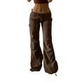 thumbnail image 1 of LilyLLL Womens Low Rise Combat Cargo Pants Militarty Wide Leg Flared Trousers, 1 of 4