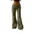 thumbnail image 1 of LilyLLL Womens Low Rise Combat Cargo Pants Militarty Wide Leg Flared Trousers, 1 of 4