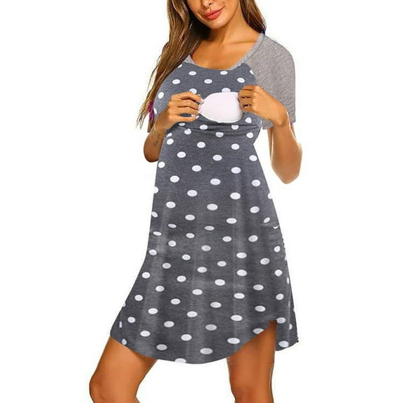 LilyLLL Womens Maternity Floral Short Sleelve Nursing Breastfeeding Mini Dress