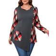 thumbnail image 1 of LilyLLL Womens Plus Size Christmas Tops Plaid Check Print Pocket Tunic Blouse Shirt, 1 of 6